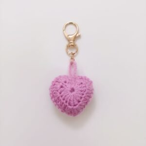 Handmade Crochet Heart Keychain – Rosepink design Amigurumi Charm