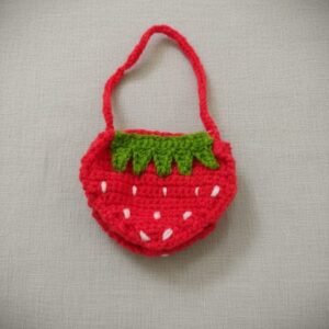 Handmade Crochet Strawberry Mini Pouch