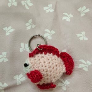 Handmade Crochet Fish Keychain – Pink, Purple & Blue