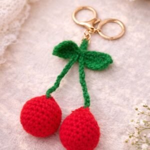 Crochet Cherry Keychain