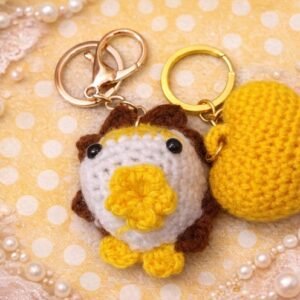 Handmade Crochet Lion Keychain – Amigurumi Mini Charm