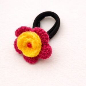 Handmade Crochet Flower Hairband – Yellow & Rose Pink