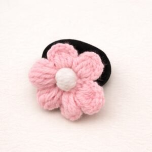 Handmade Crochet Flower Hairband – Pink with White Center