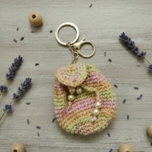 Handmade Multicolour Crochet Mini Pouch Keychain