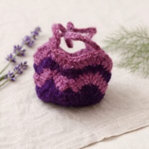 Handmade Crochet Potli Pouch – Maroon/White & Dark Purple/Mauve