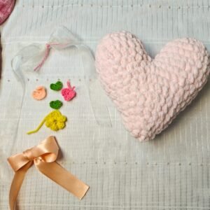 Handmade Crochet Heart Plush– Soft Pastel Love Gift