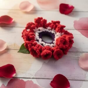 Handmade Crochet Rose Pink Floral Hair Band