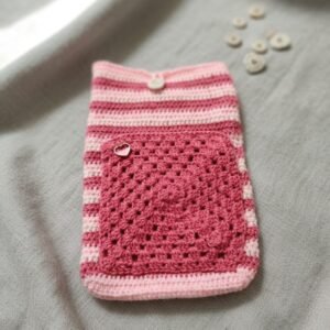 Handmade Crochet Pink Sling Bag – Striped Crossbody Purse