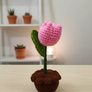 Crochet Tulip Flower Pot - Handmade Amigurumi Floral Decor