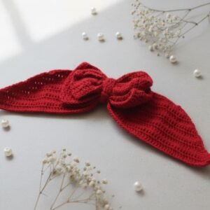Crochet Bow Hair Clip - Handmade Knotted Bow hair Accessory.